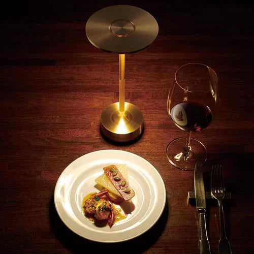 Stylish silver rechargeable table lamp; portable design lamp for modern living; touch control.