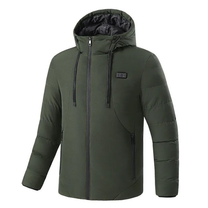 Women's 11-zone heated puffer jacket with hood for ultimate winter warmth & comfort.