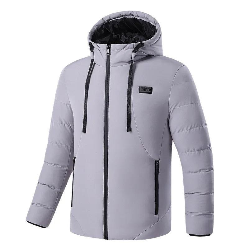 11-zone electric heating in this women's puffer jacket with hood, ensuring full-body warmth & comfort.