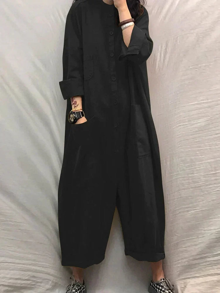 Comfortable women's wide-leg overall, V-neck, ideal for summer fashion, travel wear & vacation style.