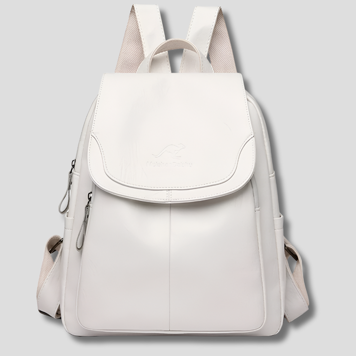 Women's anti-theft embossed leather backpack. Secure, stylish, and perfect for daily use or travel.