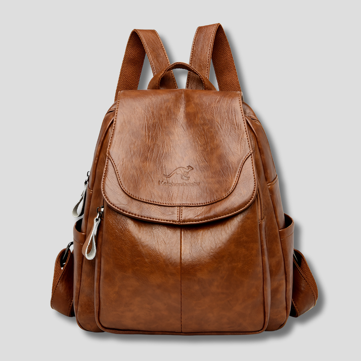 Fashionable anti-theft women's leather backpack. Elegant embossed design, secure for all your essentials.