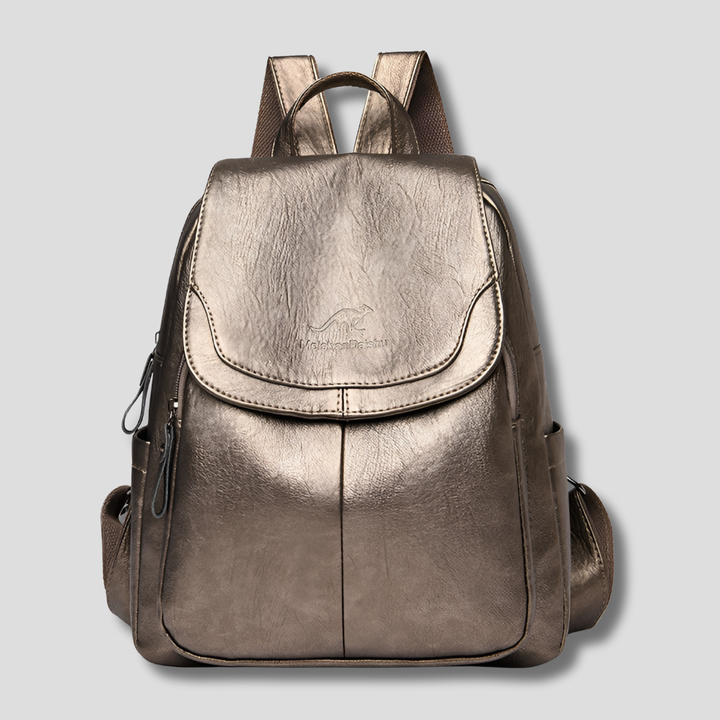 Gift for her: stylish anti-theft women's leather backpack. Practical, secure, and elegantly embossed.