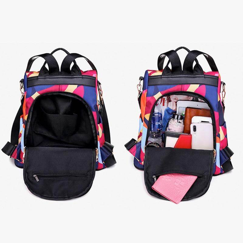Secure SafeHold women's anti-theft travel backpack. Water-resistant, ensuring safety of essentials on trips.