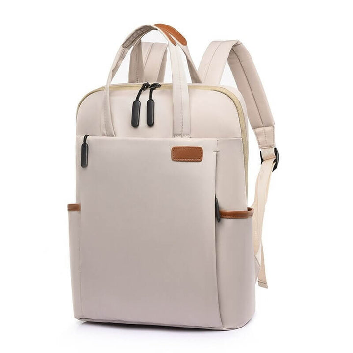 Black anti-theft travel backpack for women. Water-resistant Oxford fabric, ideal for secure commute & school.