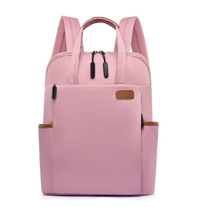Cream women's anti-theft travel backpack. Stylish, water-resistant, lightweight & secure for travel & daily use.