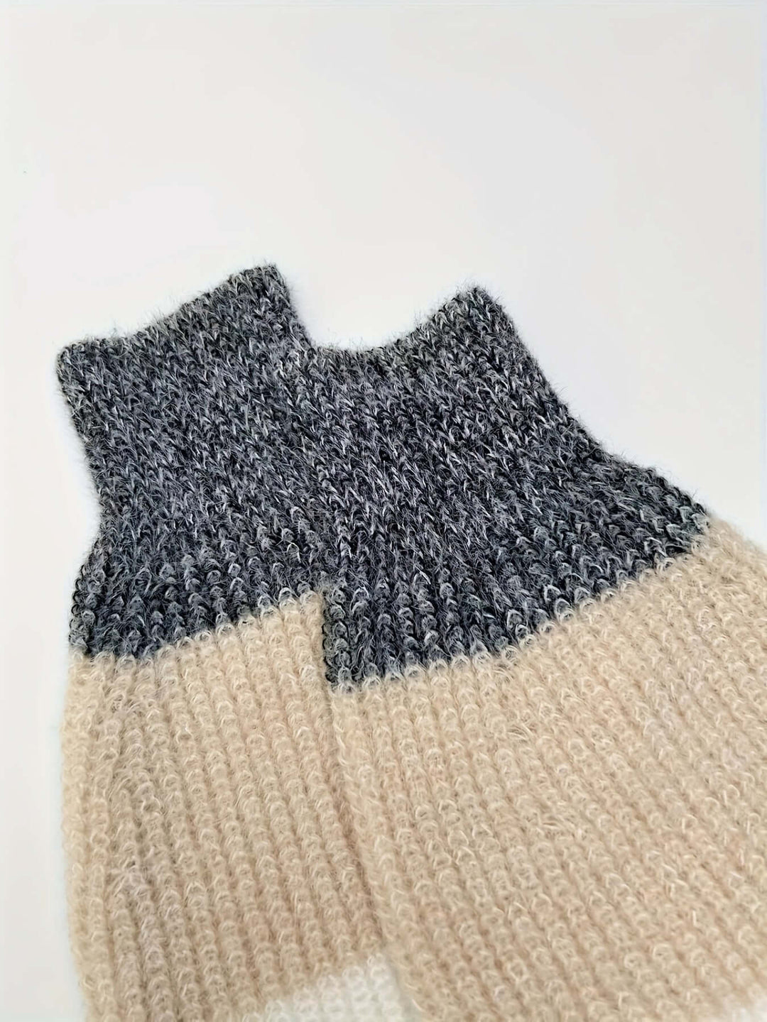 Women's cozy apricot striped long-sleeve knitted sweater dress. Ideal for fall casual wear.