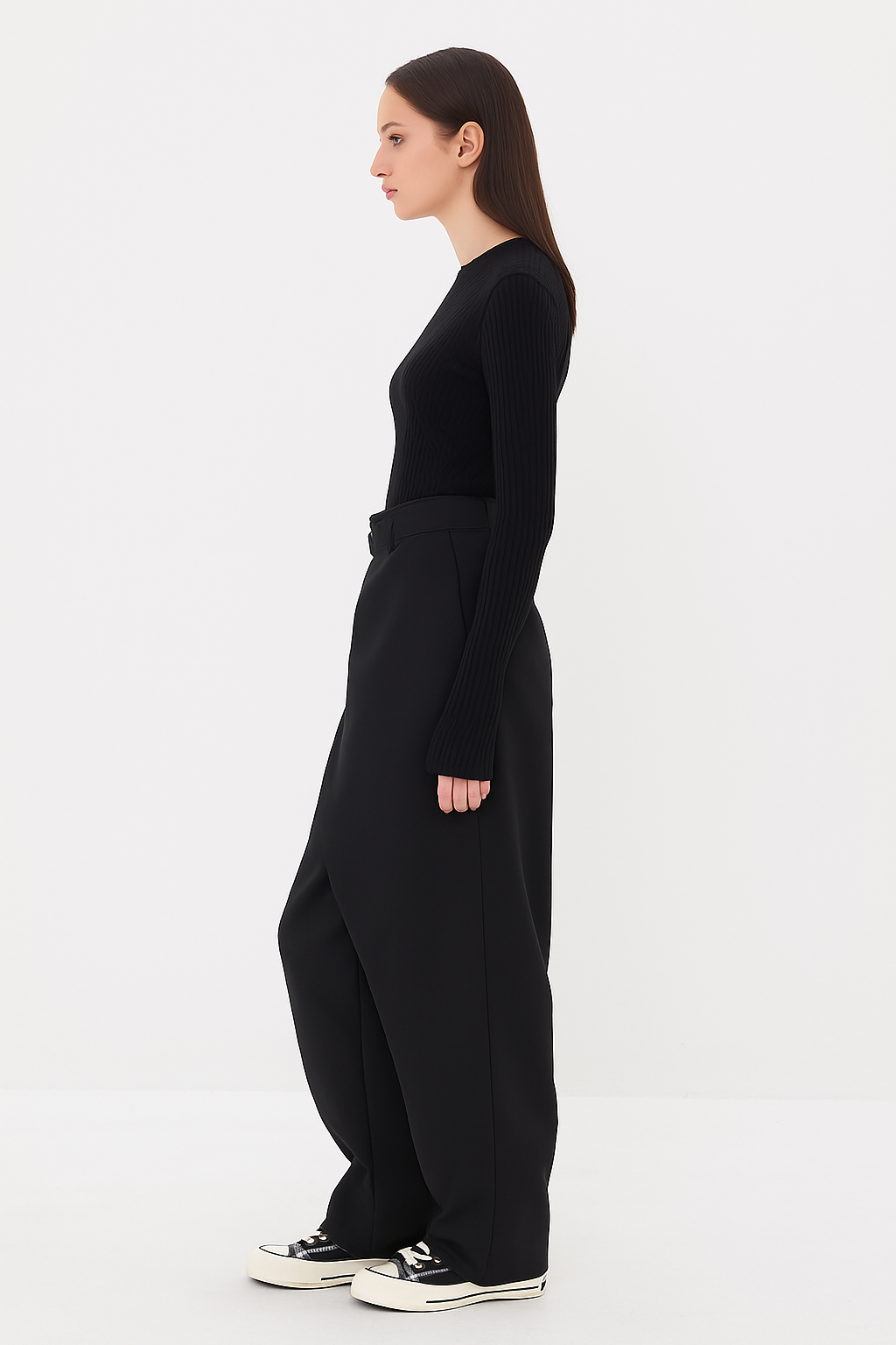 Elegant women's asymmetrical pants, perfect for office wear or a sophisticated, chic fashion statement.