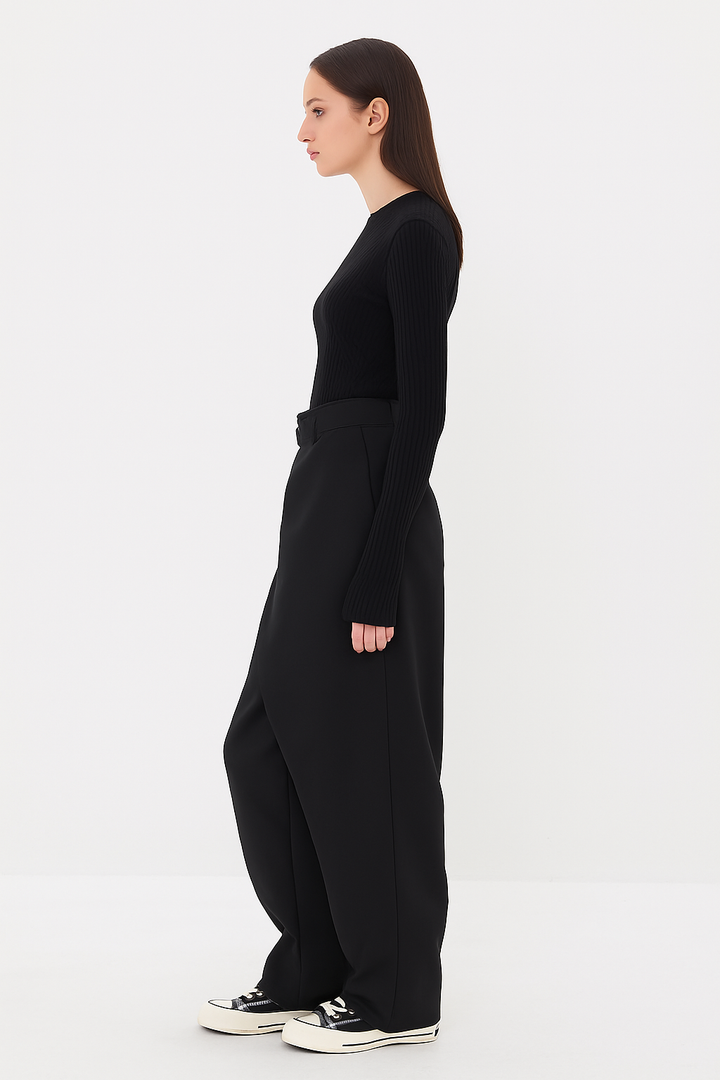 Elegant women's asymmetrical pants, perfect for office wear or a sophisticated, chic fashion statement.