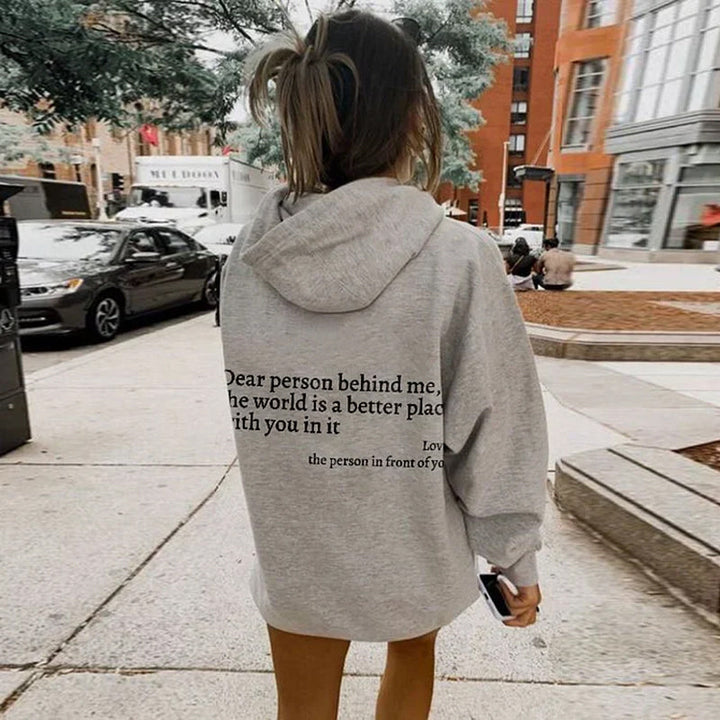 Positive message women's Aurora hoodie. Warm, long sleeve pullover for autumn & winter comfort.
