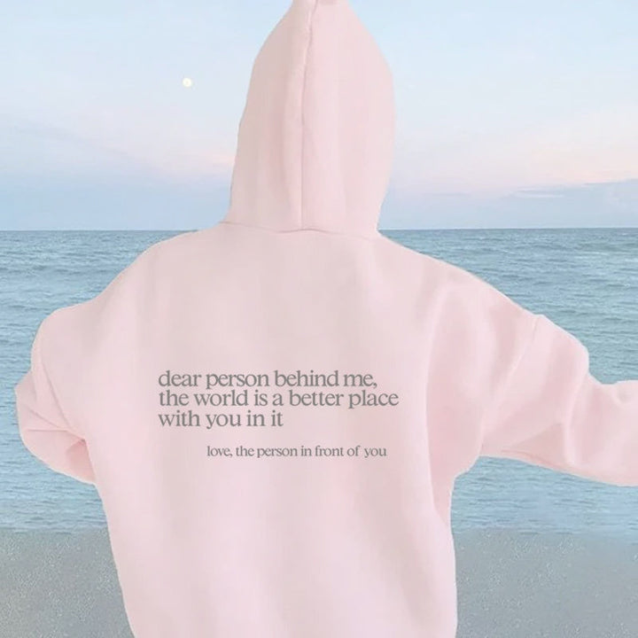Heartwarming message women's Aurora hoodie. Graphic, comfortable & stylish for autumn fashion.