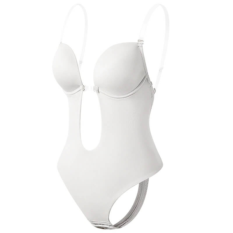 Women's body shaper: backless, seamless support. Offers bust lift, tummy control, smooth silhouette.