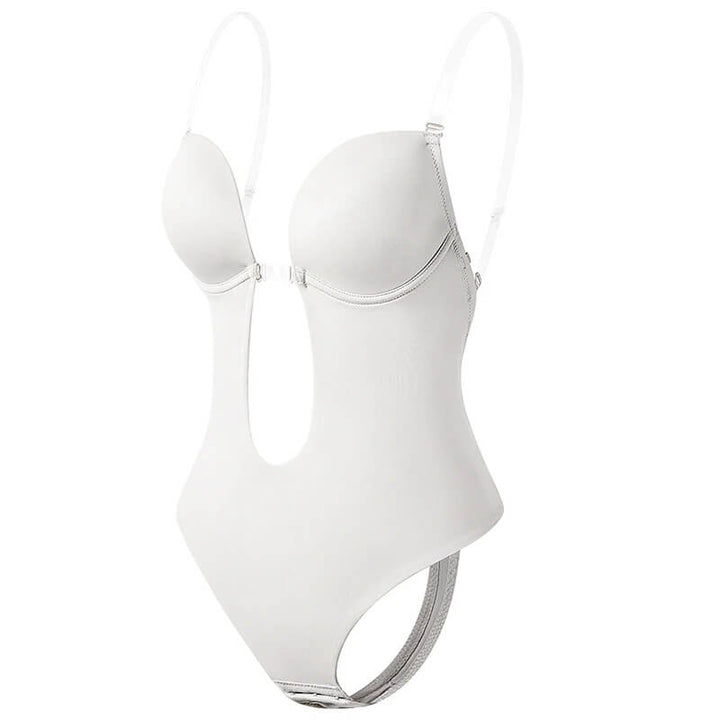 Women's body shaper: backless, seamless support. Offers bust lift, tummy control, smooth silhouette.