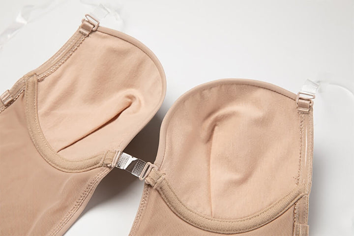 Elegant backless shapewear for women. Invisible under clothing, provides seamless support & low back.