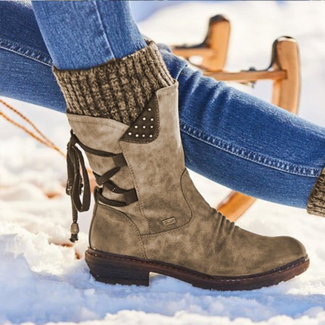 Elegant women's Bianca mid-calf snow boots, perfect blend of winter warmth & style. Fashionable cold weather footwear.