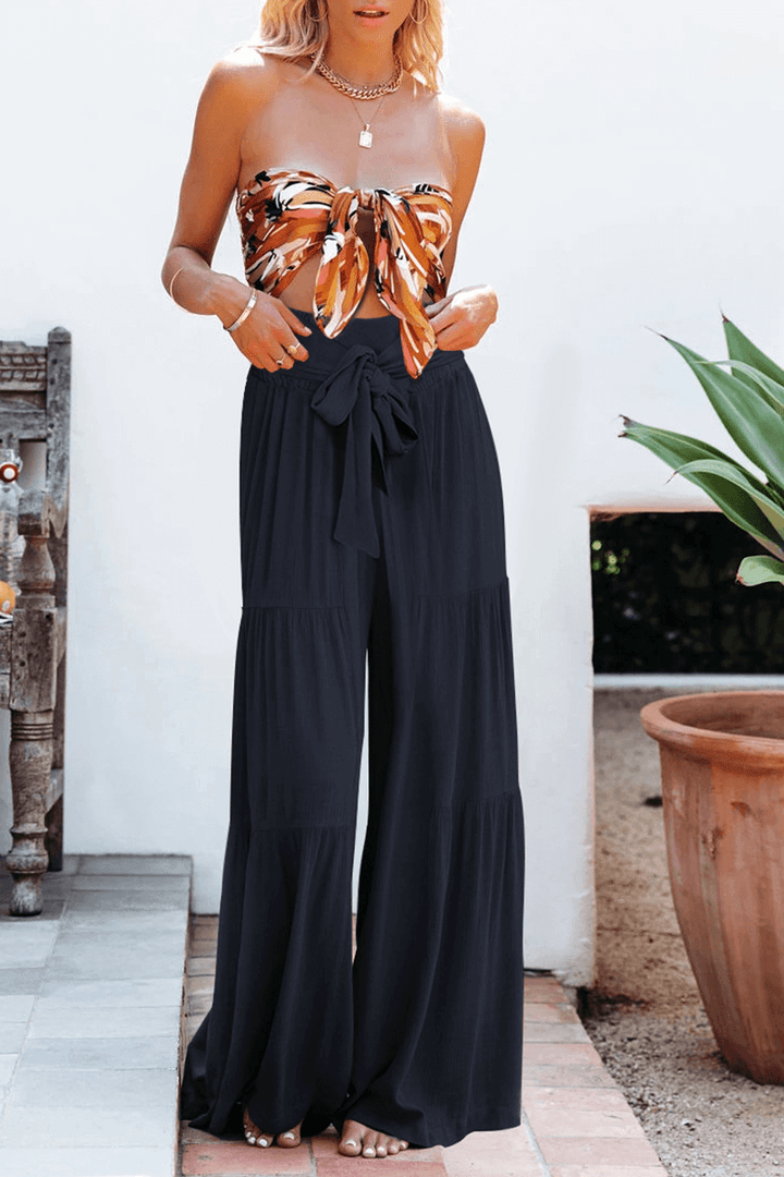 Women's high waist wide leg pants, versatile black, loose fit for comfort and elegance.