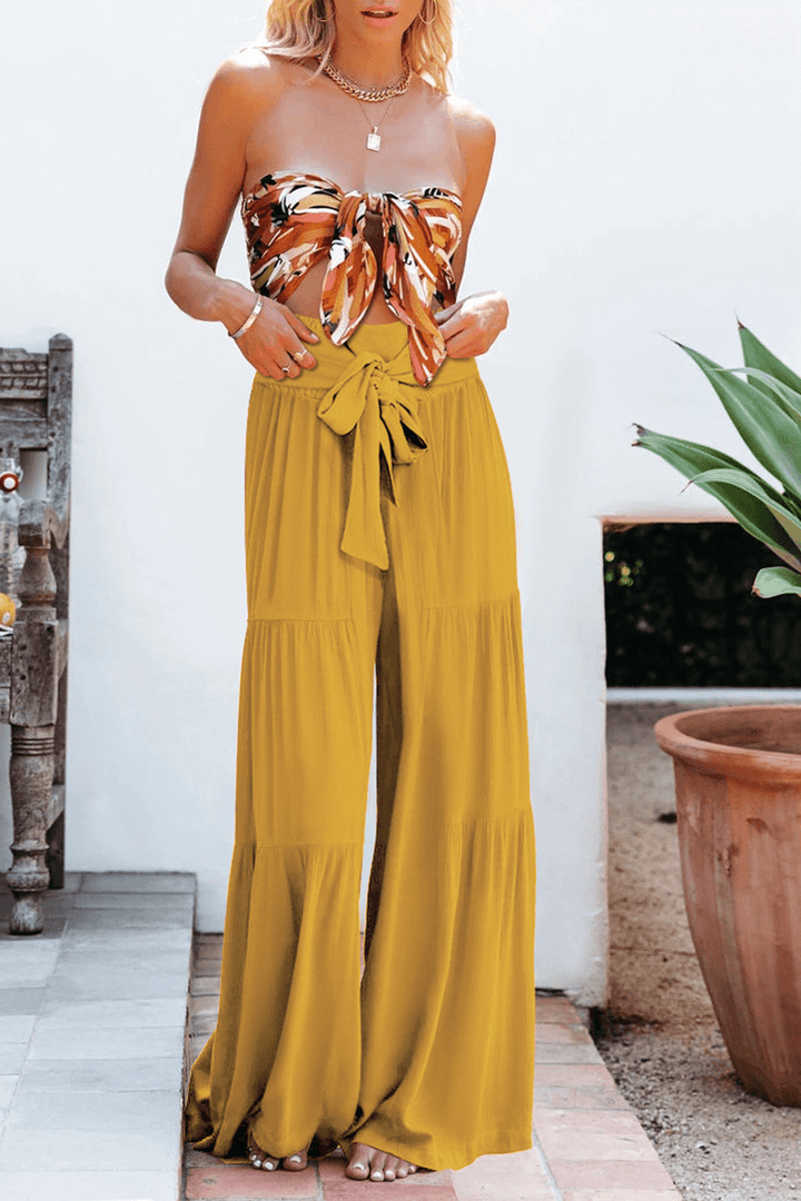 Light blue wide leg pants for women, high waist, comfortable, perfect for summer casual wear.