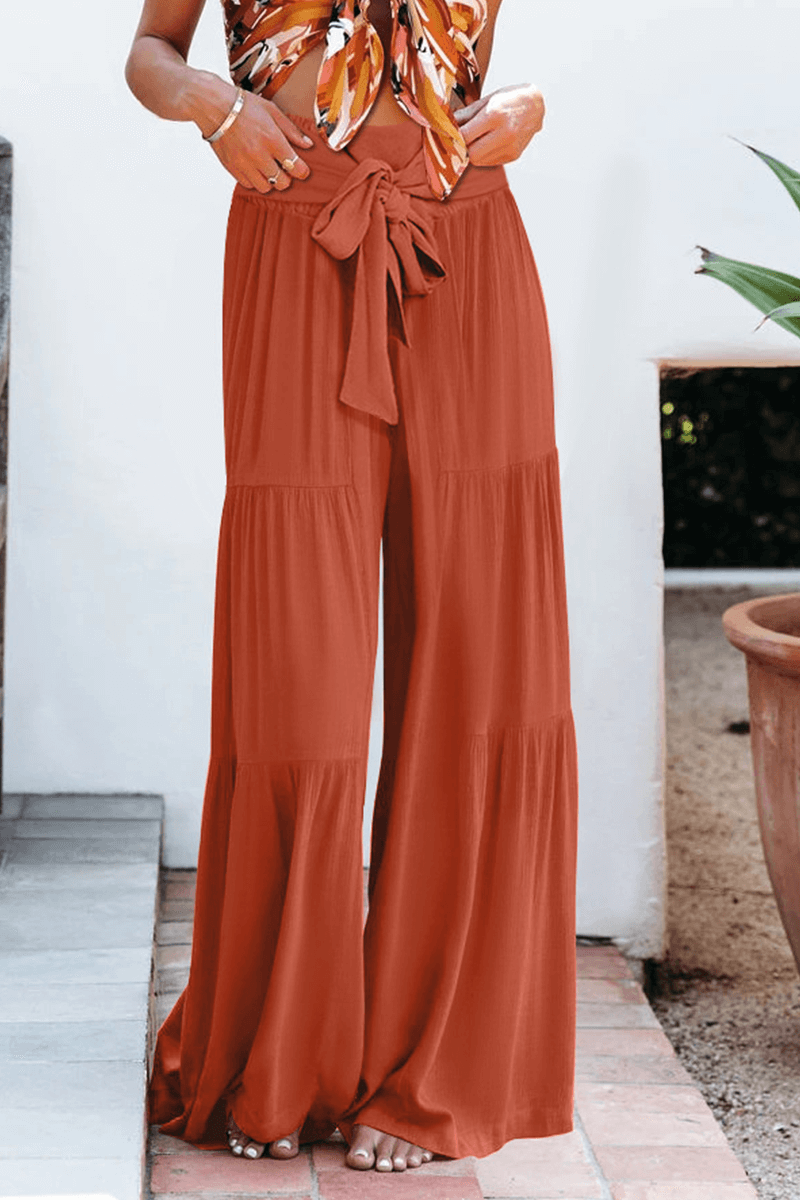 Stylish women's wide leg trousers, high waist, comfortable & versatile for any occasion.