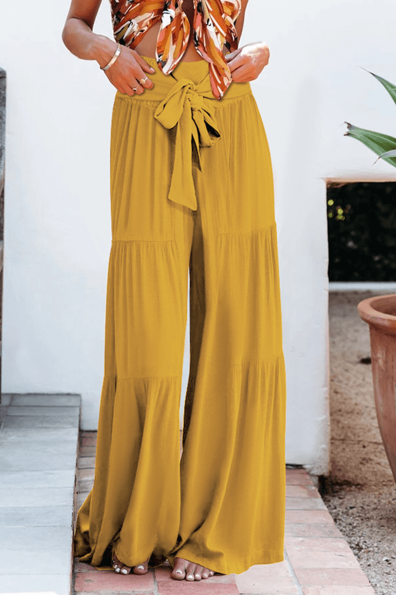 Fashionable women's high waist wide leg pants, loose fit, creating an effortless elegant look.