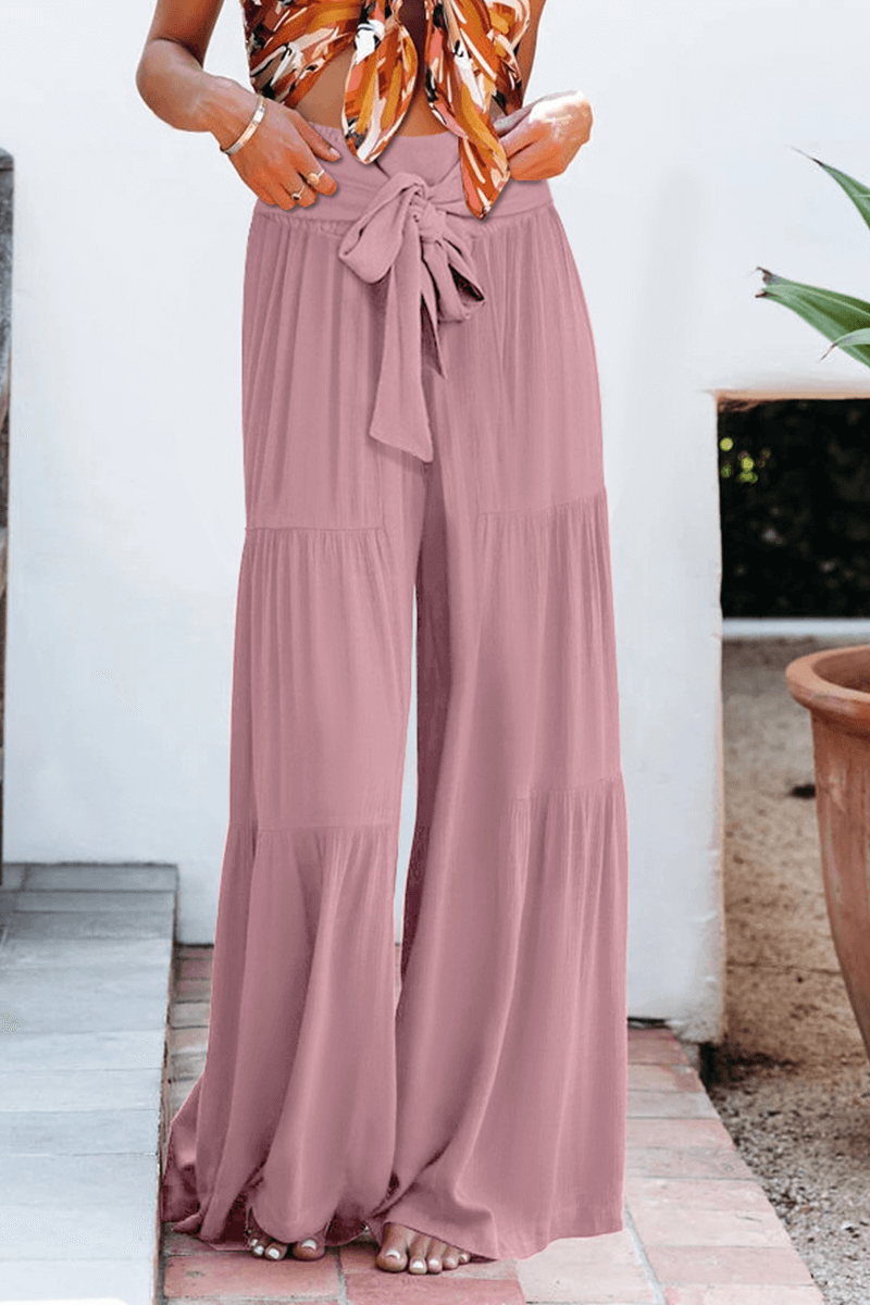 Versatile black wide leg pants for women, high waist, comfortable for casual and dressy.