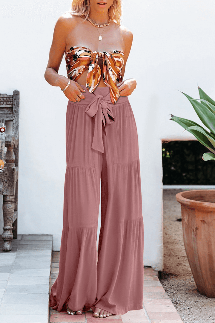 Effortless style with these high waist wide leg women's pants, loose & comfortable fit.