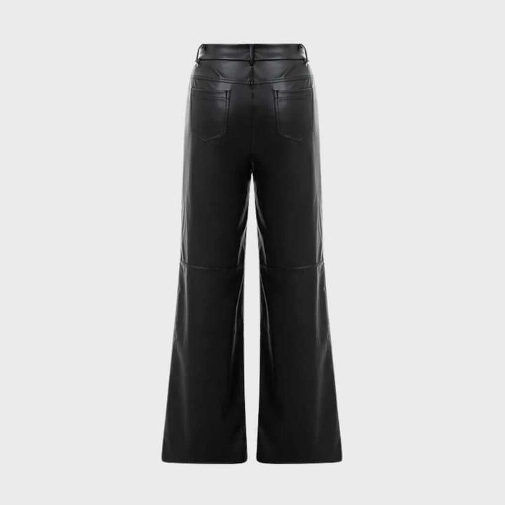 Versatile women's black straight leg trousers, perfect for office attire & casual fashion.