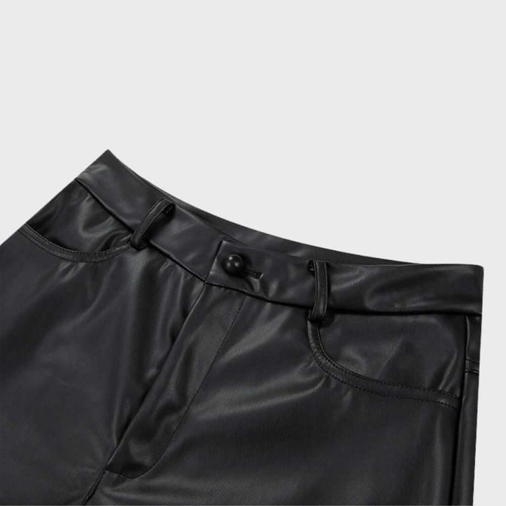 Elegant high-waisted straight leg trousers for women, offering a flattering fit & modern look.