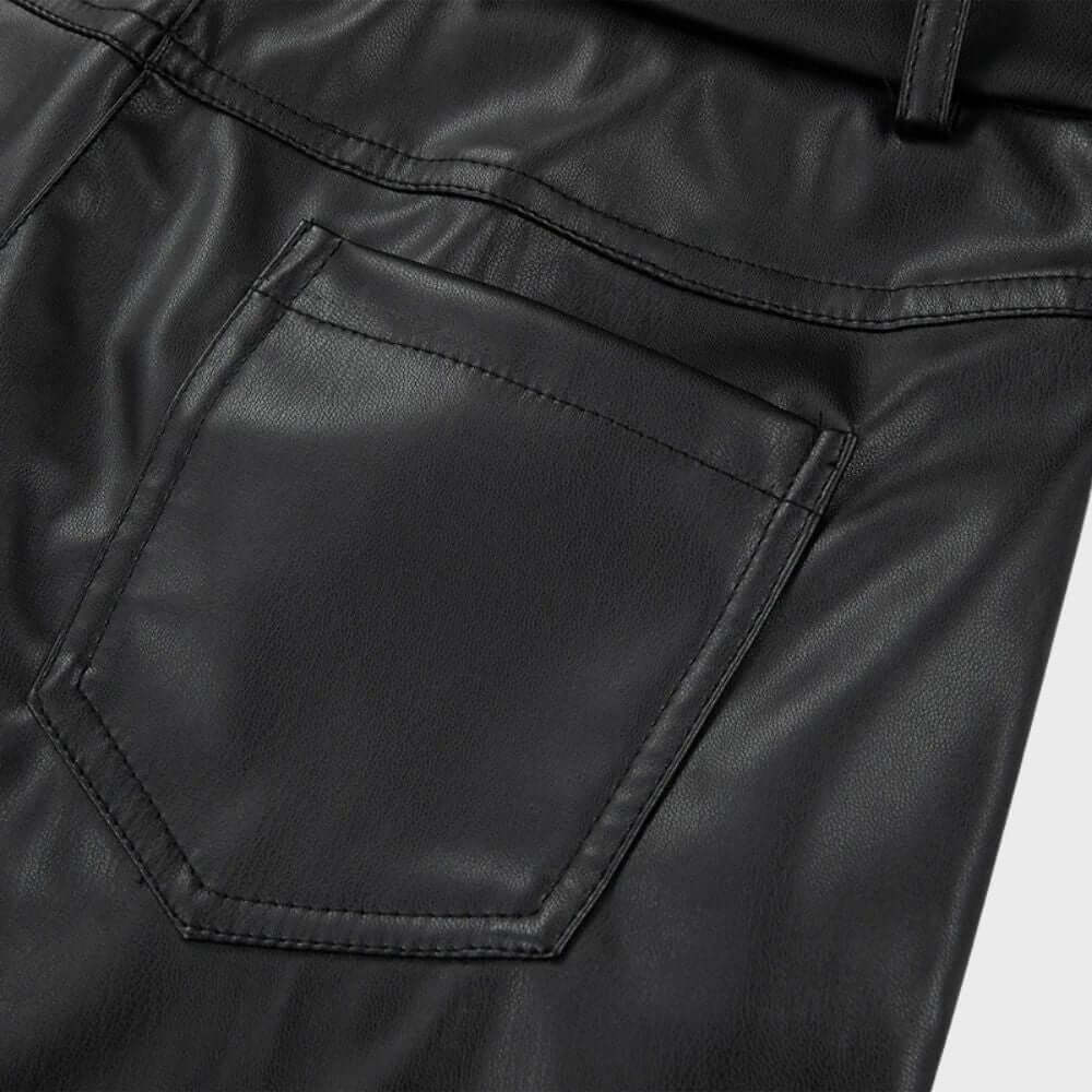 Stylish women's black trousers with a high-waist & straight leg, suitable for various occasions.