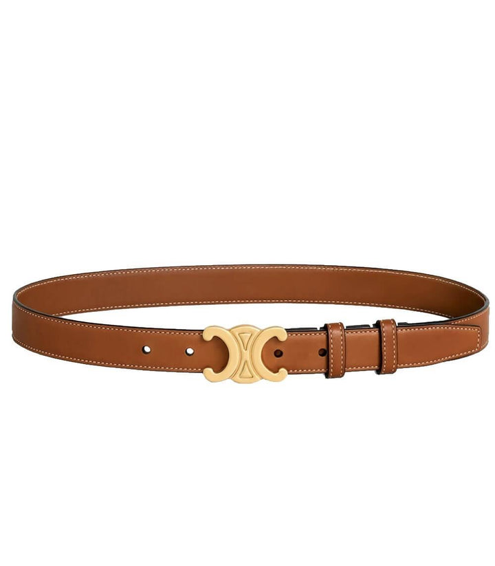 Premium women's genuine leather belt, featuring a secure & stylish gold-tone buckle.