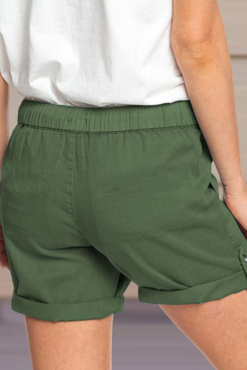 Women's comfortable drawstring shorts, relaxed fit. Essential breathable bottoms for summer and beach.