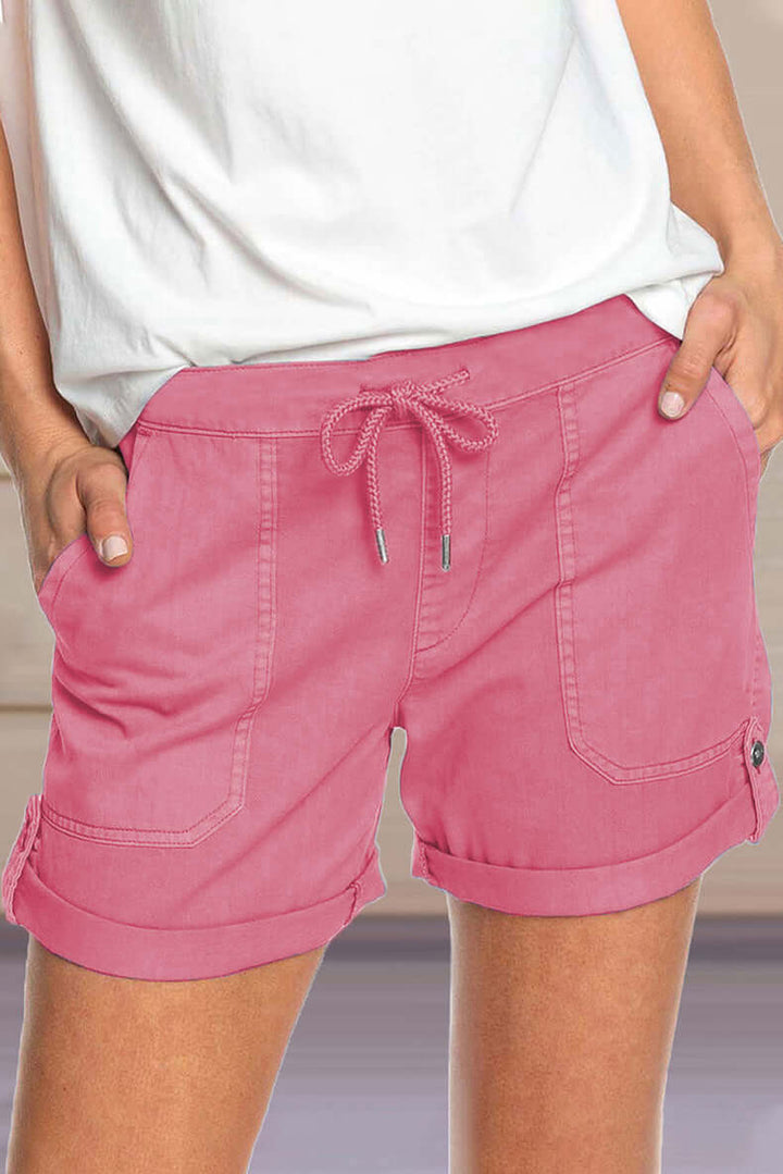 Stylish women's relaxed fit shorts for summer fashion, featuring a comfy drawstring waist.