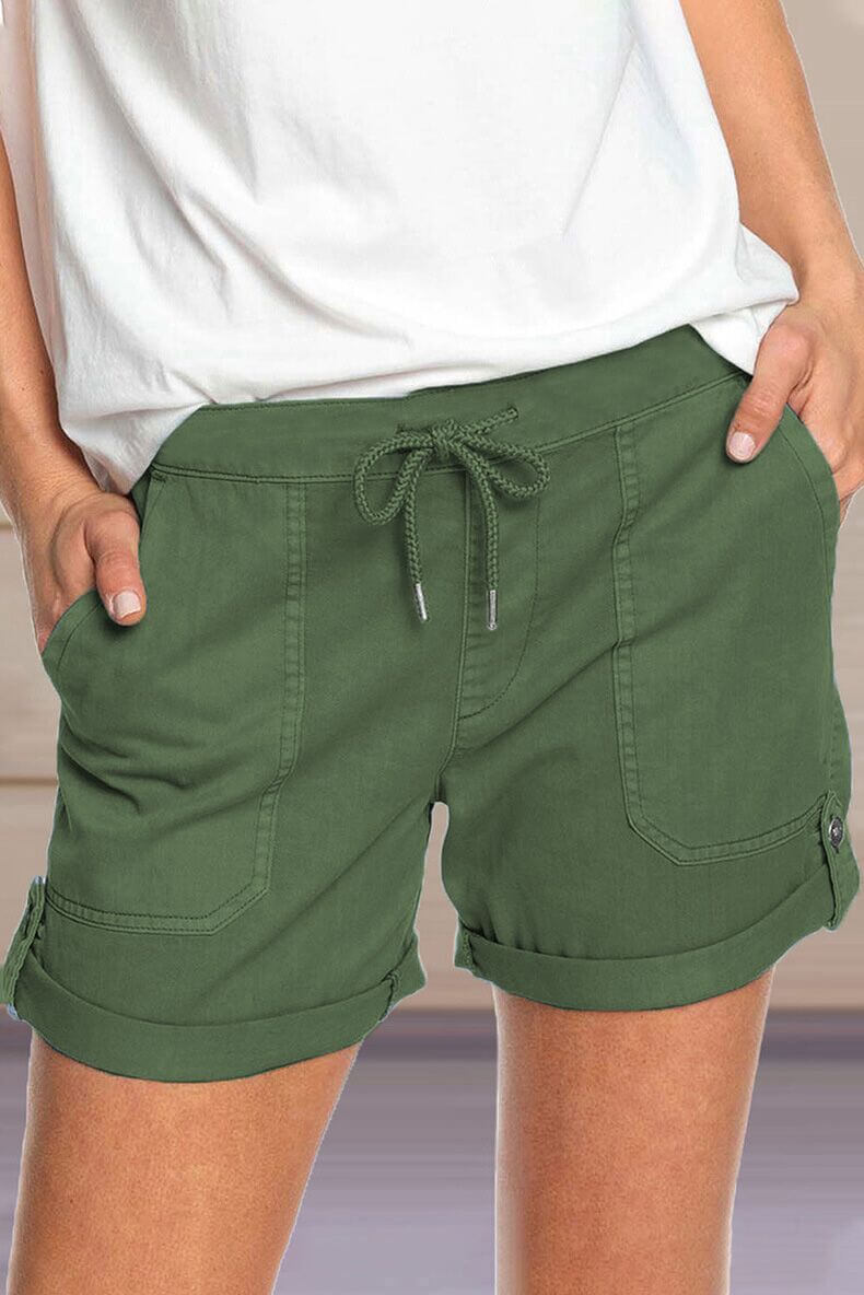Women's summer relaxed fit shorts, breathable fabric & adjustable drawstring for loungewear.