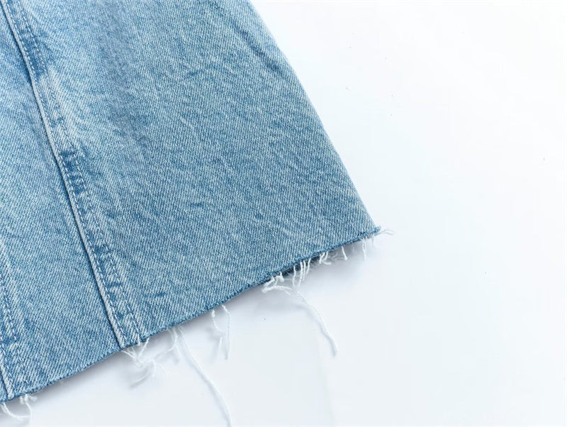 Modern women's Bobbie strapless denim mini dress, suitable for casual outings.