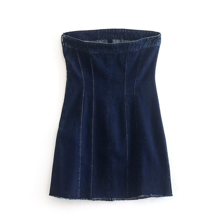 Women's summer fashion Bobbie strapless denim mini dress, a chic wardrobe staple.