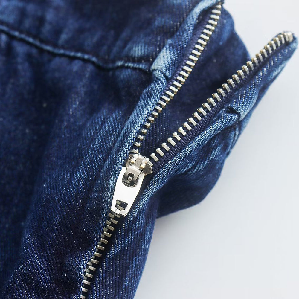 Chic Bobbie strapless denim mini dress, women's versatile piece for parties or casual wear.