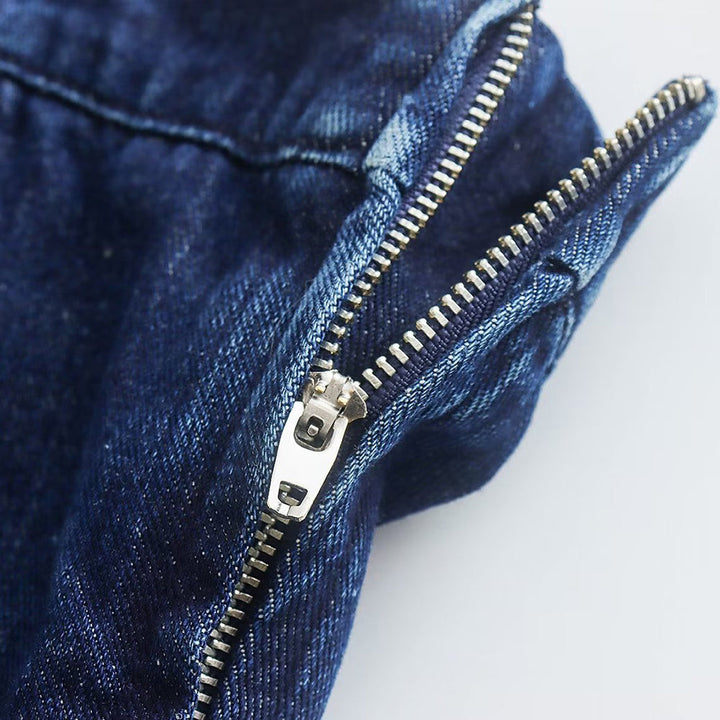 Chic Bobbie strapless denim mini dress, women's versatile piece for parties or casual wear.