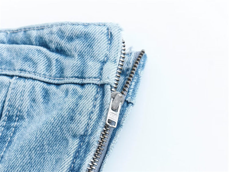 Elegant Bobbie strapless denim mini dress for women, perfect for chic occasions.