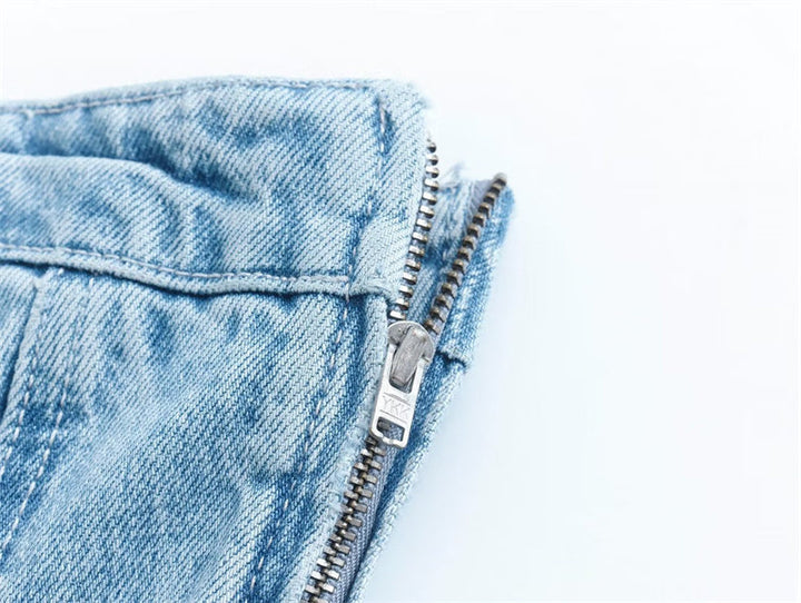 Elegant Bobbie strapless denim mini dress for women, perfect for chic occasions.