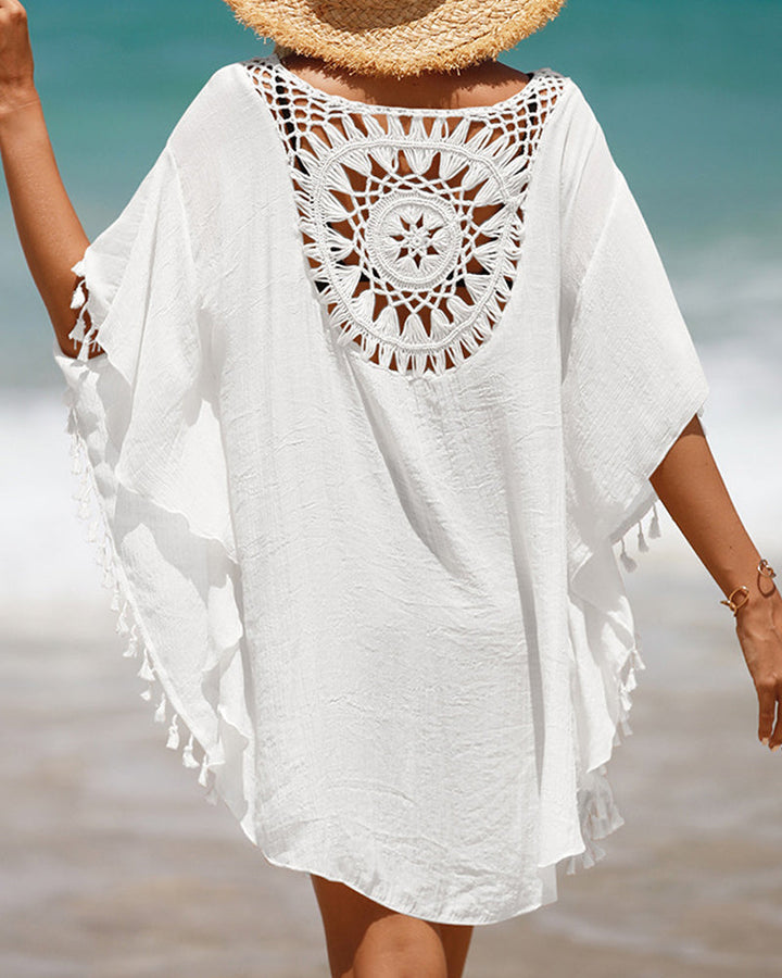 Women's boho beach cover-up, lightweight & flowy for summer fashion. Perfect swimwear cover-up.