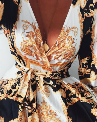 Discover this women's elegant long sleeve boho wrap maxi dress, ideal for summer with its slit.