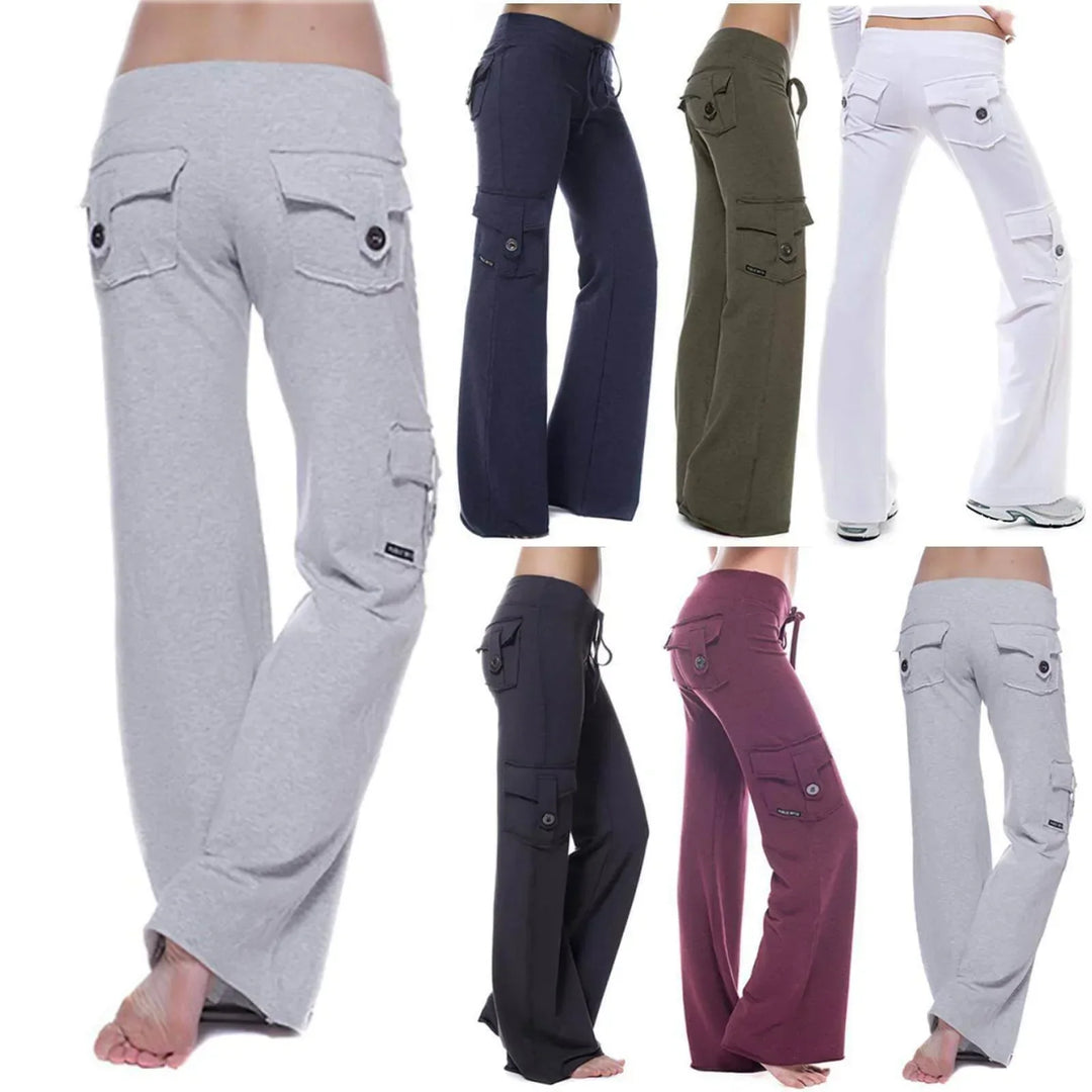 Relaxed fit women's bootcut cargo pants, offering comfort and practical storage for any adventure.