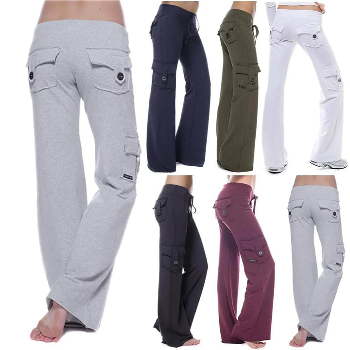 Relaxed fit women's bootcut cargo pants, offering comfort and practical storage for any adventure.