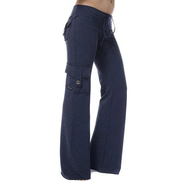 Women's bootcut cargo pants, a versatile choice with ample pockets for daily essentials.