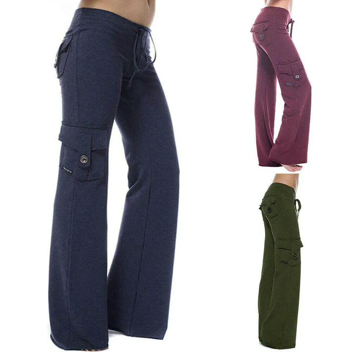 Women's stylish bootcut cargo pants, perfect for a modern casual look with functional pockets.