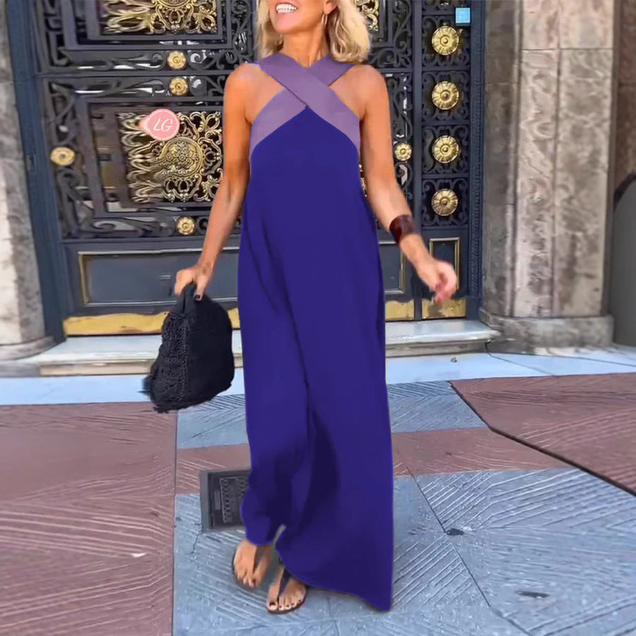 Women's breathable crossed maxi dress, a comfortable and versatile long summer dress.