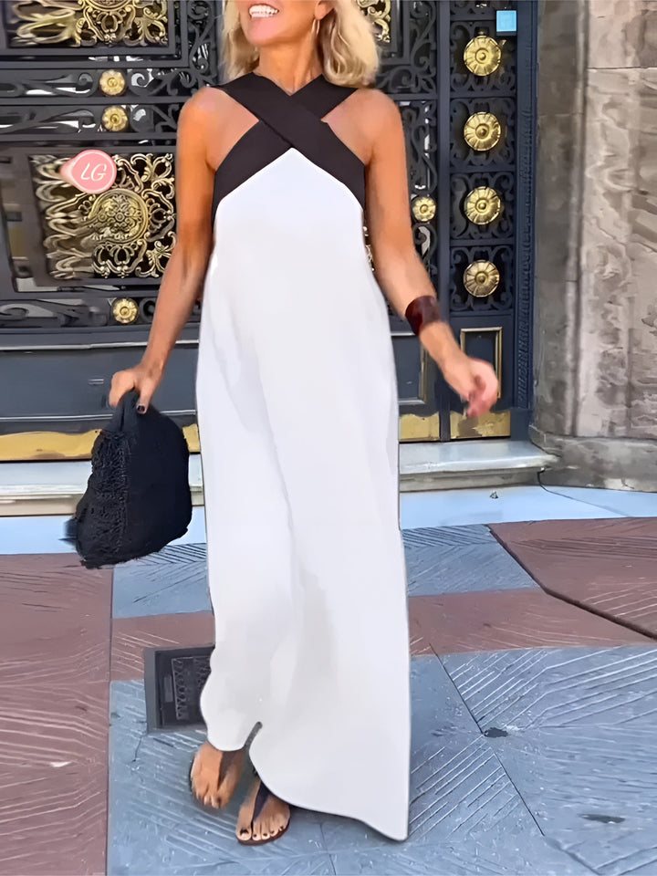 Elegant women's crossed maxi dress, perfect for casual summer wear.