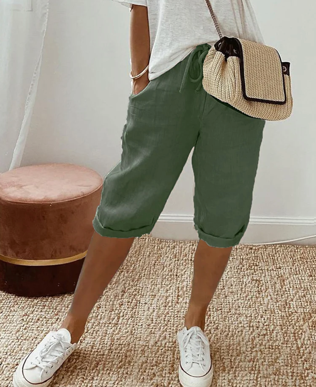 Relaxed fit BreezeFlow cotton shorts, ideal for women's summer vacations & comfortable everyday apparel.