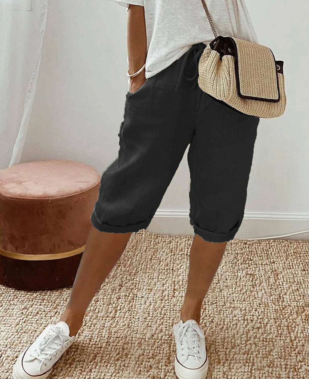 Effortless women's cotton shorts, BreezeFlow comfort for casual outings, summer days & relaxed style.