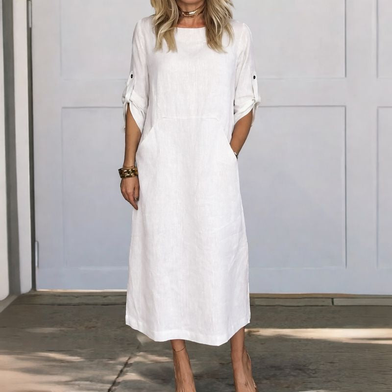 Women's breezy A-line maxi dress, perfect for summer casual wear and vacation style.