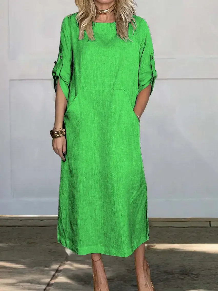 Elegant women's A-line maxi dress, a breezy and comfortable choice for a stylish summer.